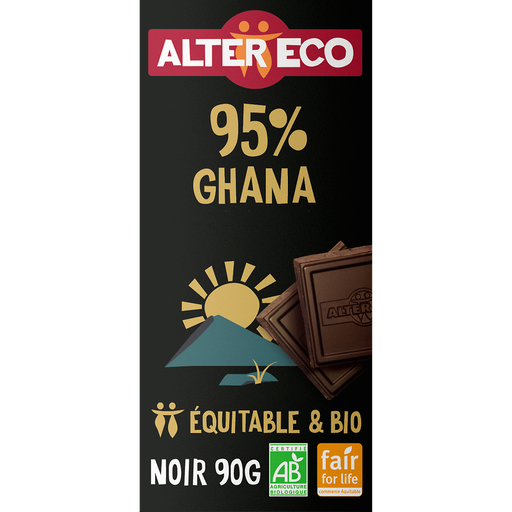 [3700214616970] ALTER ECO Tablette de chocolat noir bio et équitable Ghana 95% cacao 100 g