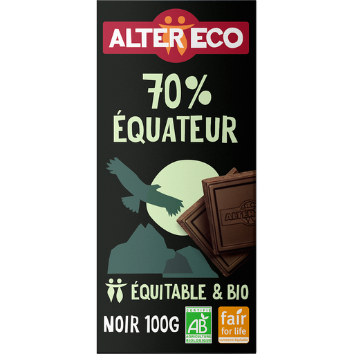 [3700214616987] ALTER ECO Tablette de chocolat noir bio 70% cacao Equateur 100 g