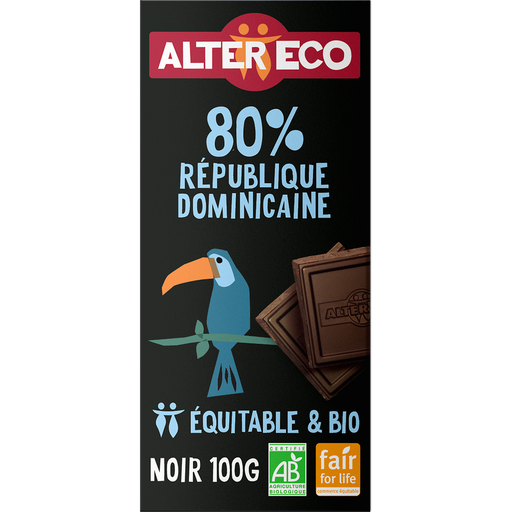 [3700214616994] ALTER ECO Tablette de chocolat noir bio 80% cacao République Dominicaine 100 g