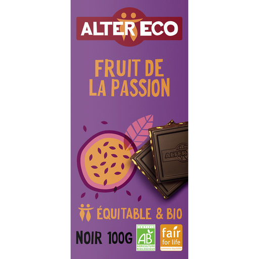 [3700214617632] ALTER ECO Tablette de chocolat noir et fruits de la passion bio et équitable 100 g