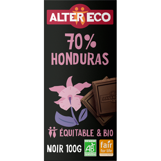 [3700214618455] ALTER ECO Tablette de chocolat noir bio 70% cacao Honduras 100 g