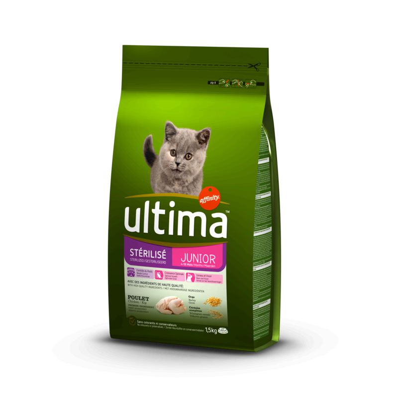 Ultima Croquettes Pour Chat Junior Poulet/Orge : Le Sac De 1,5 Kg
