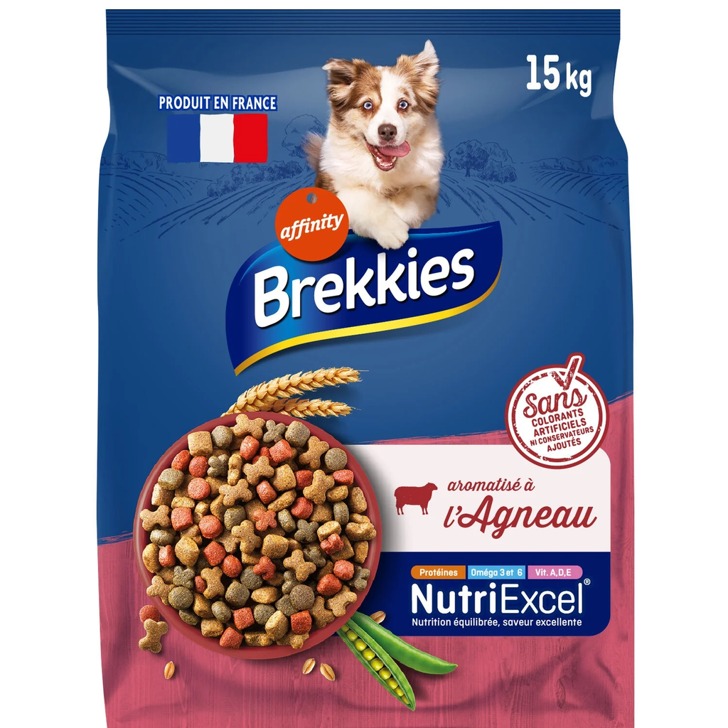 BREKKIES Croquettes pour chien à l'agneau 15 kg
