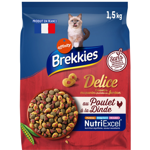 [3700260210054] BREKKIES Cat Food Delice Meat 1.5 kg