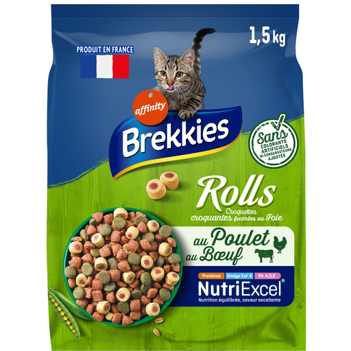 [3700260211471] BREKKIES Cat Food Rolls Meat 1.5 kg