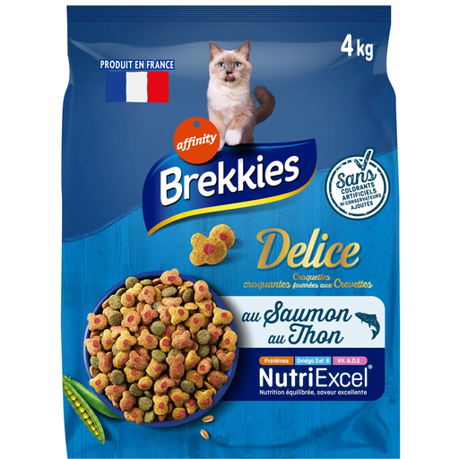 [3700260216728] BREKKIES Cat Food Delice Salmon, Tuna and Vegetables 4 kg