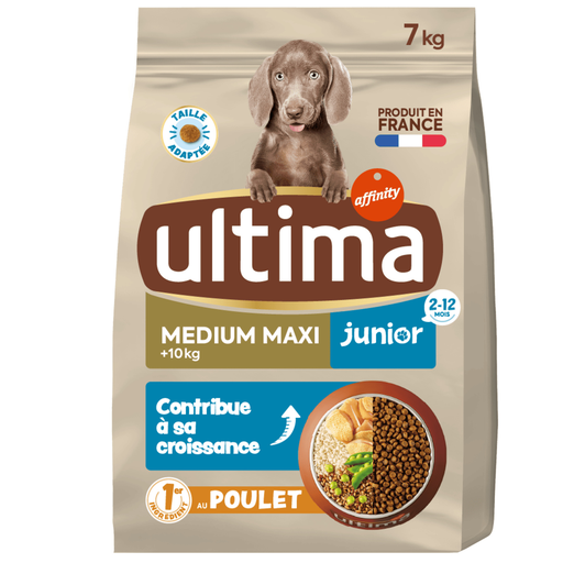 [3700260245131] ULTIMA Croquettes Chien Junior Medium Maxi Digestion Facile Poulet 7 kg