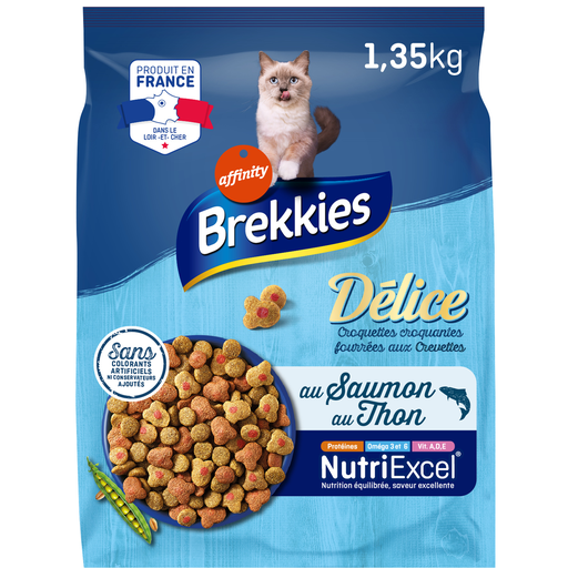 [3700260417750] BREKKIES Delice cat kibble filled with shrimp, salmon and tuna 1.35 kg