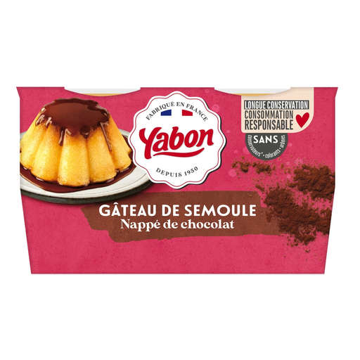 [3700278402083] YABON Bolo de sêmola com cobertura de chocolate 4 pots de 125 g
