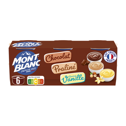 [3700279302627] MONT BLANC Creme de sobremesa chocolate, baunilha, praliné 6 copas de 125 g