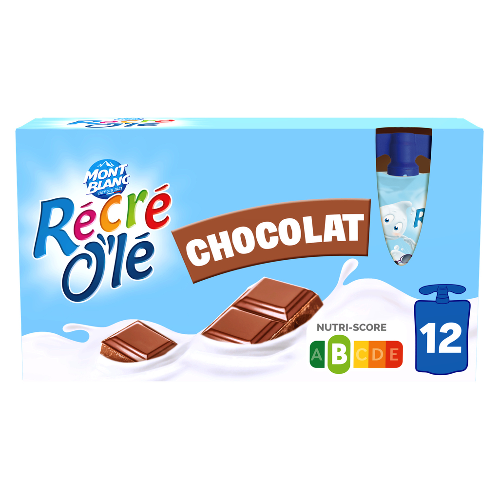 RÉCRÉ Merienda láctea sabor chocolate OLE 12 bolsitas de 85 g