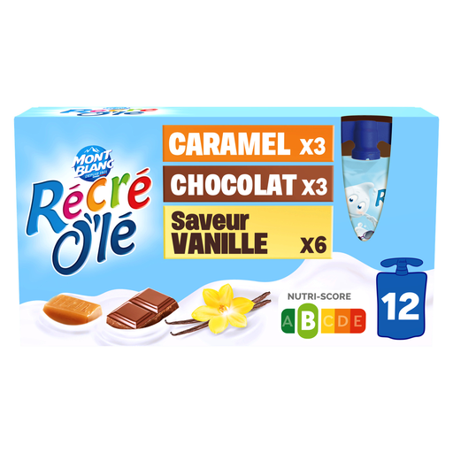 [3700279306175] MONT BLANC Récré Olé dairy snack chocolate vanilla and caramel 12 pouches of 85 g