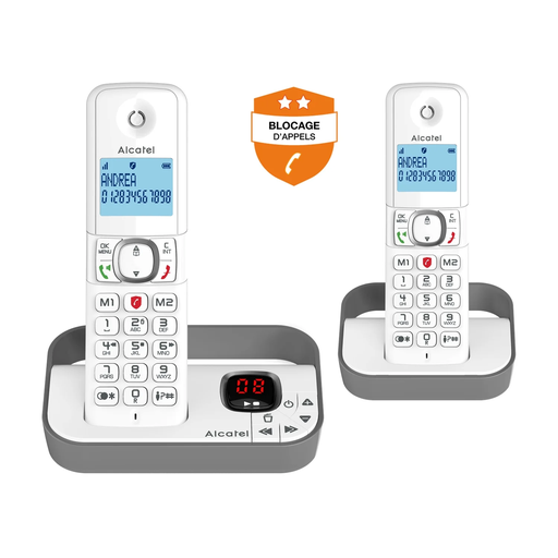 [3700601423808] ALCATEL Telefone sem fios F860 VOICE Duo Atendedor Branco e Cinzento