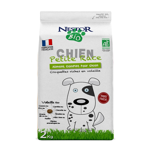 [3700654000018] NESTOR BIO Croquettes pour chien Adulte mini à la volaille 2 kg