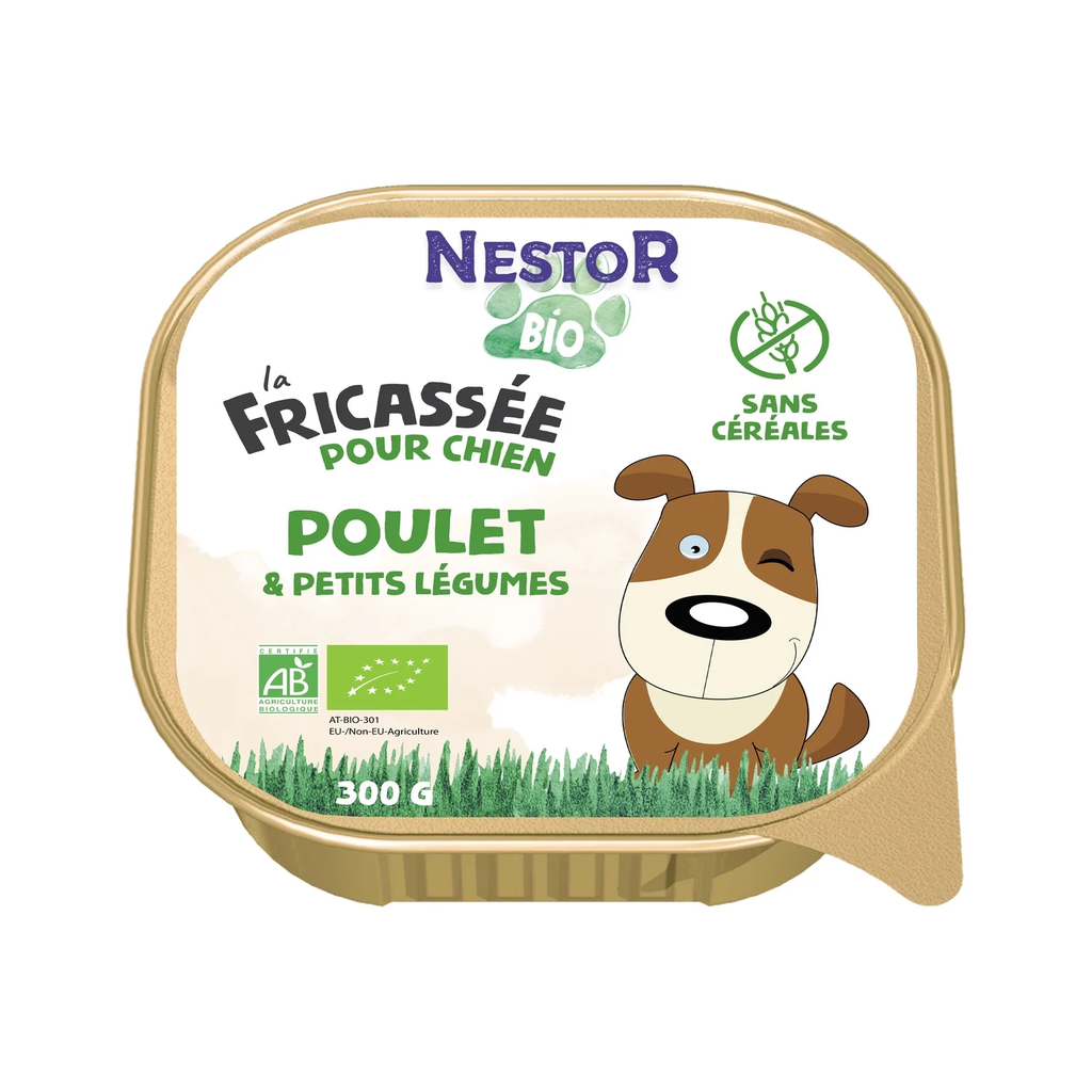 NESTOR BIO Paté para Perro Adulto Fricassée Sin Cereales Bio Pollo Verduras 300 g
