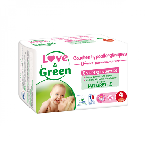 [3700668700140] LOVE & GREEN Hypoallergenic Anti-Irritation Diapers Size 4, 46-pack