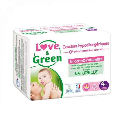 [3700668700157] LOVE & GREEN Hypoallergenic baby diapers size 4+ 42 count