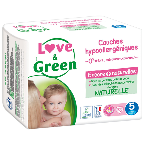 [3700668700164] LOVE & GREEN Hypoallergenic Ecological Diapers Size 5 (11-25kg) 40 pack