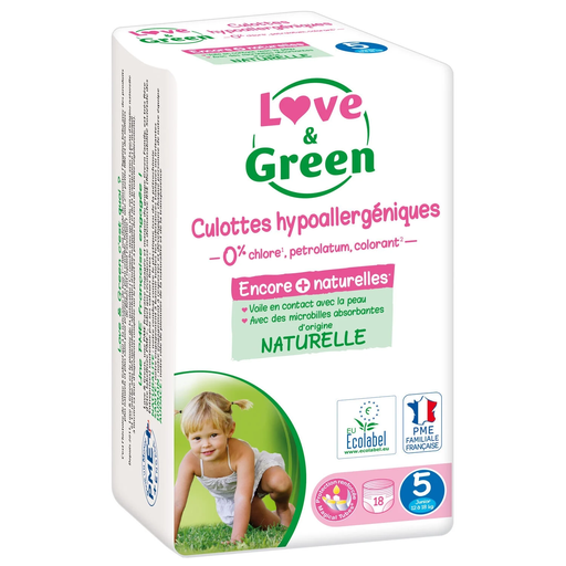 [3700668700188] LOVE & GREEN Pull-up Pants Size 5 12-18 kg, pack of 18 pants