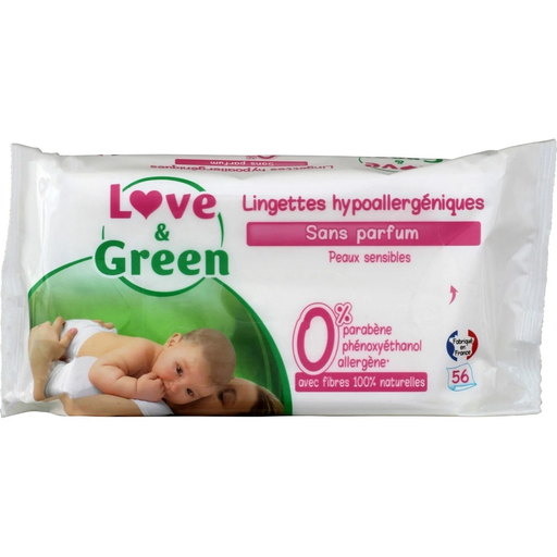 [3700668700393] LOVE & GREEN Water Baby Wipes Sensitive Skin 56 wipes