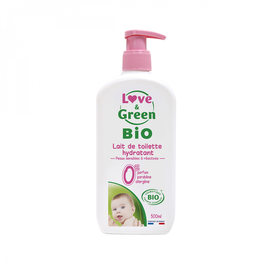 LOVE & GREEN Lait de toilette bébé hydratant Bio 500 ml