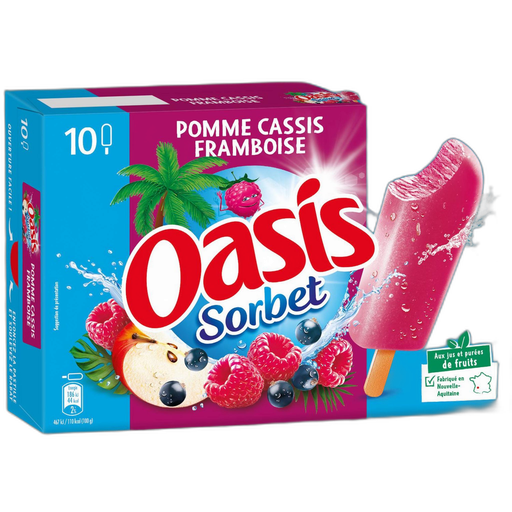 [3700697143000] OASIS Extrême Apple-Blackcurrant-Raspberry Sorbet 10 sticks 400 g