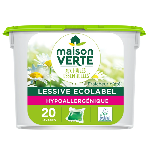 [3700992600048] MAISON VERTE Lessive Capsule Hypoallergénique Fraîcheur D'Été 20 capsules