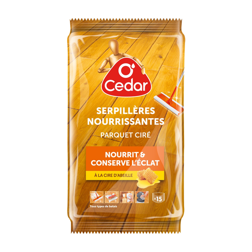 [3700992600307] O'CEDAR Serpillères Parquet Ciré Cire d'Abeille le sachet de 15 serpillères