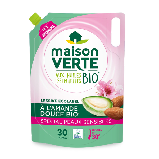 [3700992600857] MAISON VERTE Lessive Savon Végétal, Peaux Sensibles 1,8 L