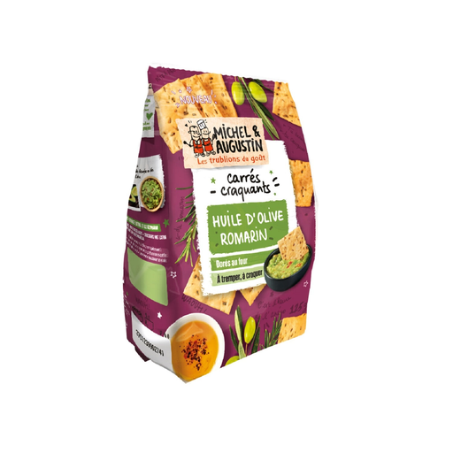 [3701239902741] MICHEL ET AUGUSTIN Biscoitos aperitivo quadrados estaladiços azeite alecrim 125 g