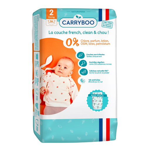 [3760001760668] CARRYBOO Eco-friendly dermo-sensitive diapers size 2 (3-6 kg) 56 count