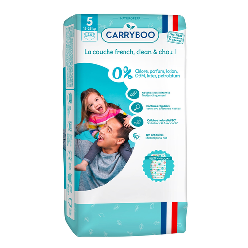 [3760001760705] CARRYBOO Eco-friendly dermosensitive diapers size 5 (12-25 kg) 44 count
