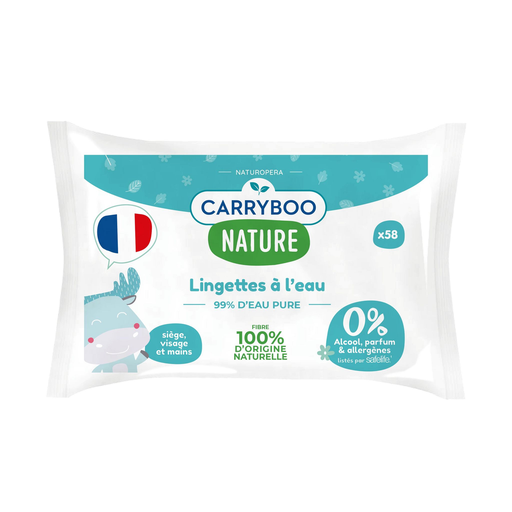 [3760001761443] CARRYBOO Nature Toallitas de agua con caléndula BIO sin perfume 58 unidades
