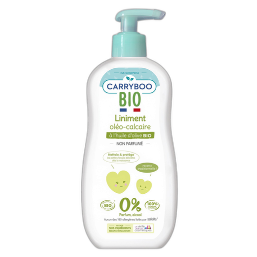 [3760001762532] CARRYBOO Liniment oléo-calcaire à l'huile d'olive bio pour bébé 0.45 L