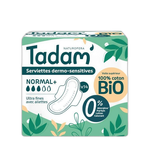 [3760001764178] TADAM Organic dermo-sensitive normal+ ultra-thin sanitary pads with wings 14 pads