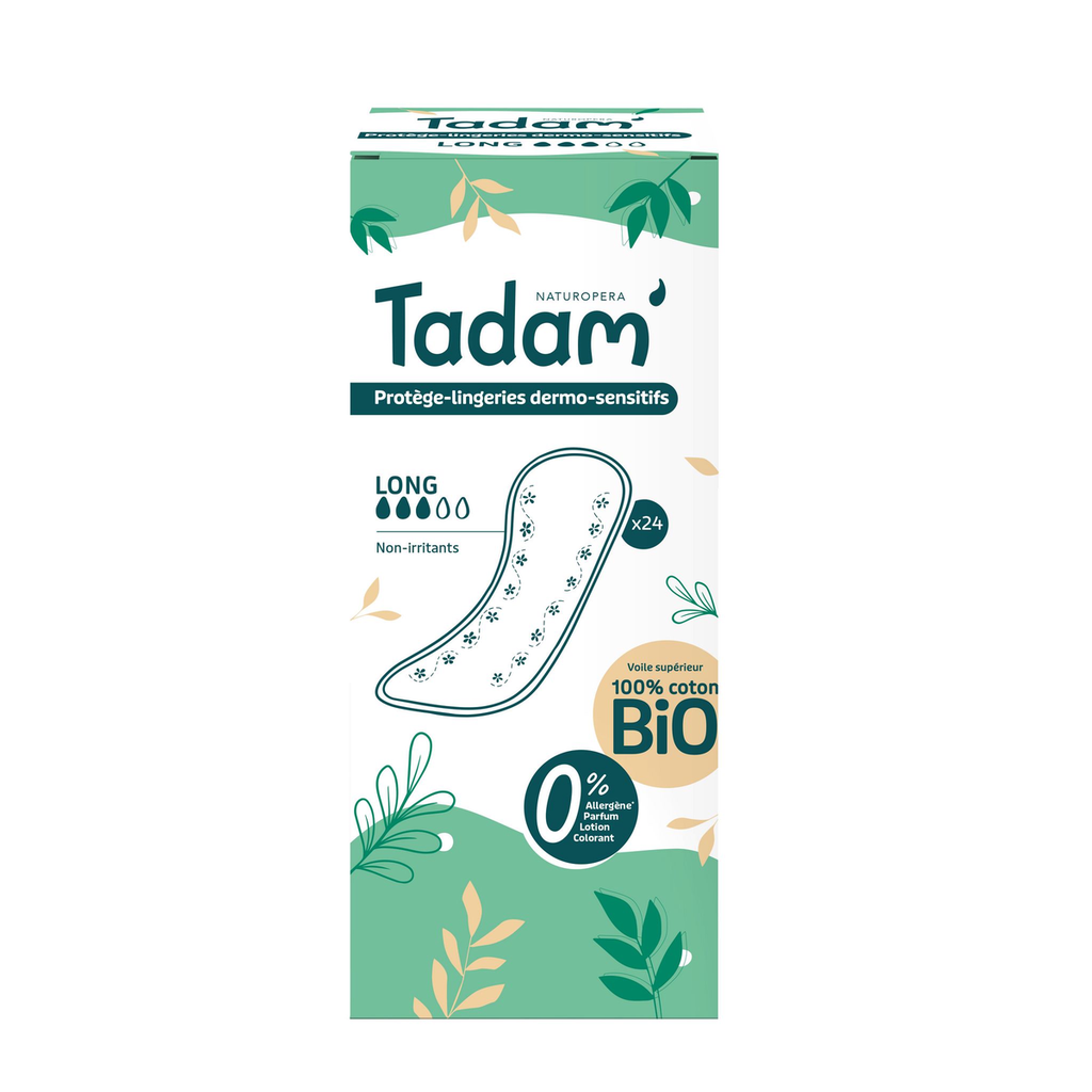 TADAM Dermo-sensitive pantyliners 100% organic cotton long 24 pieces