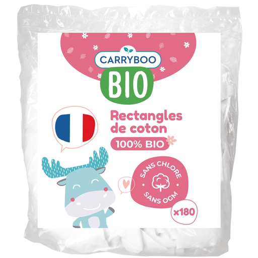 [3760001766325] CARRYBOO BIO Family rectángulos de algodón 100% bio 180 piezas