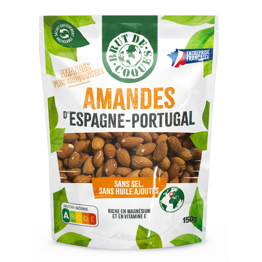 [3760011732341] BRUT DE COQUES Roasted Almonds with Skin No Salt 150 g
