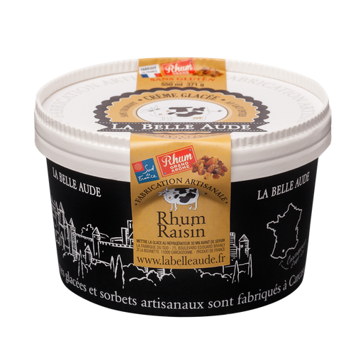 [3760015740168] LA BELLE AUDE Helado de ron con pasas 356 g