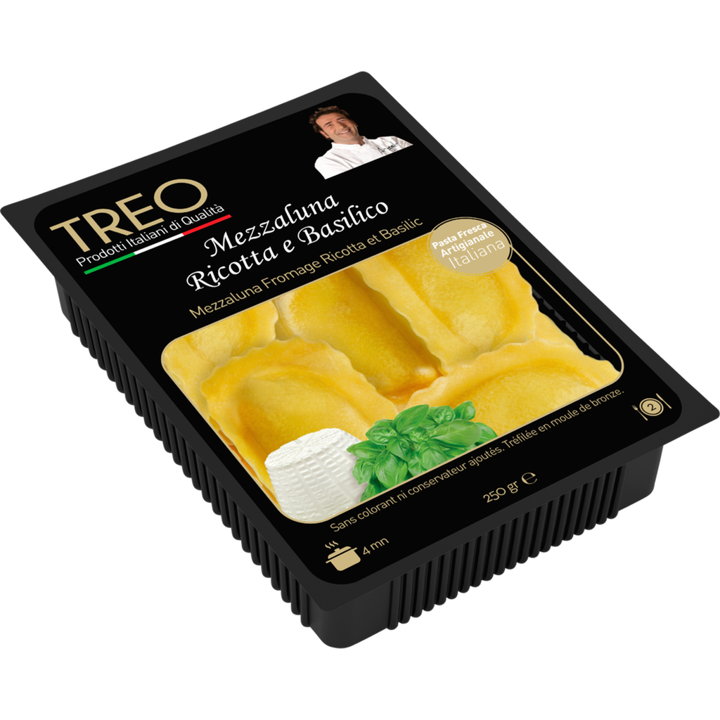 TREO Pâtes Fraîches Mezzaluna Ricotta Et Basilic 250 g