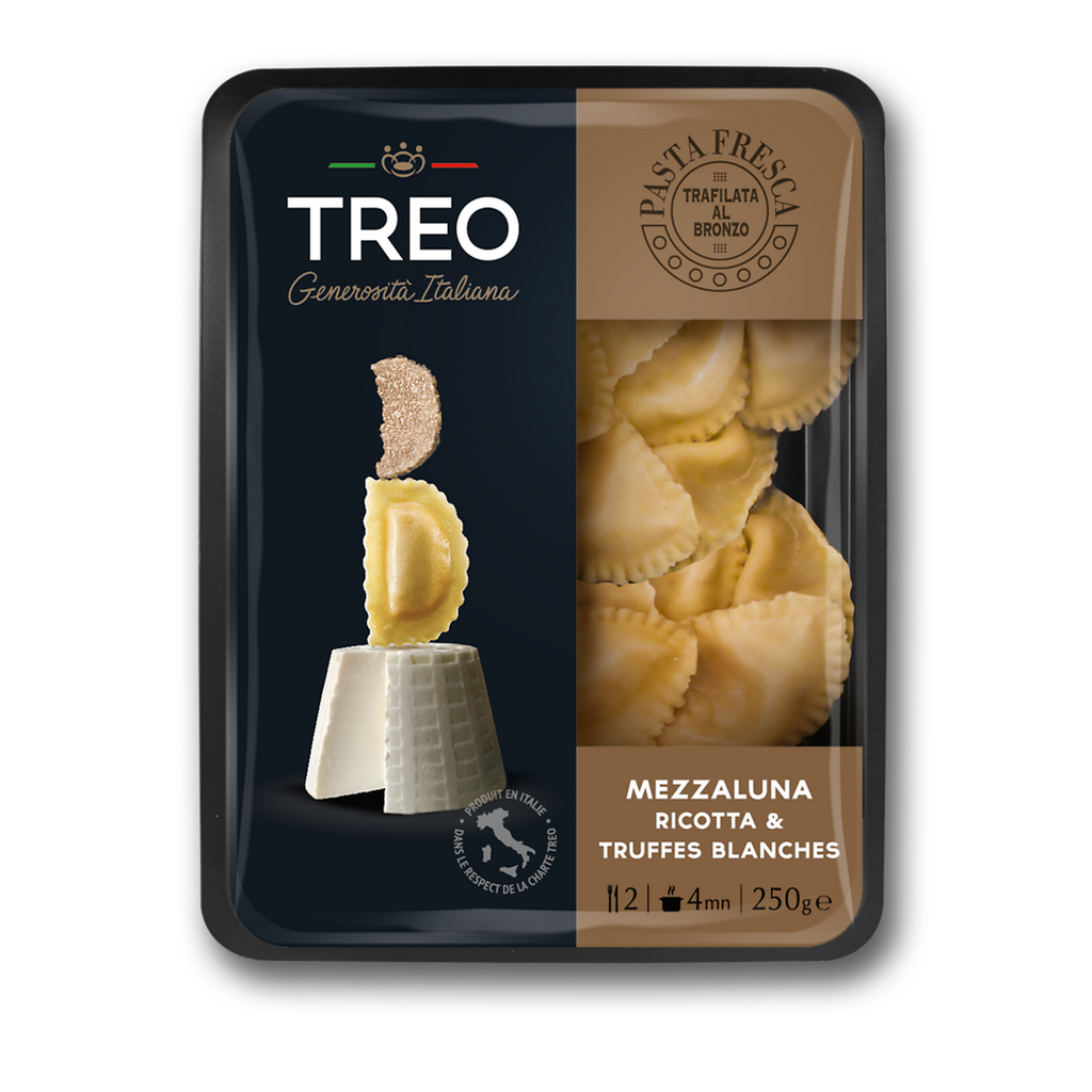 TREO Mezzaluna ricotta y trufa blanca 250 g