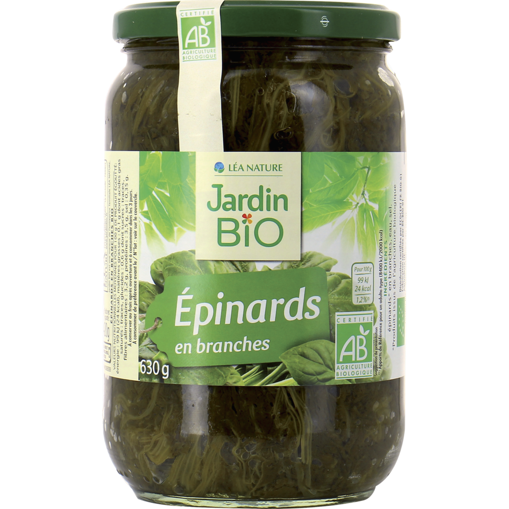 JARDIN BIO ETIC French Organic Spinach Leaves 630 g