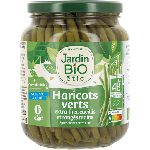 [3760020505943] JARDIN BIO ETIC Extra fine green beans hand-packed no added salt 345g