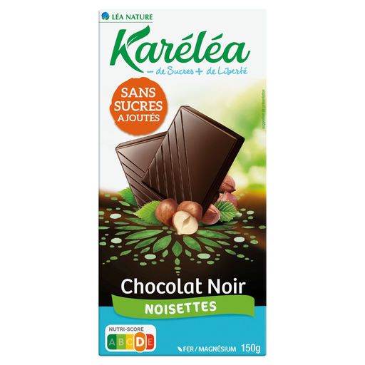[3760020506551] KARELEA Dark chocolate bar with hazelnuts no added sugar 150 g