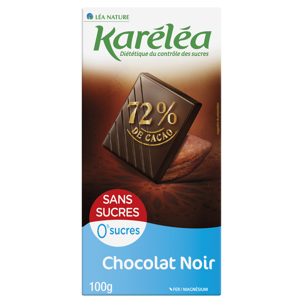 KARELEA Tablete de chocolate negro 72% cacau sem açúcares 100 g