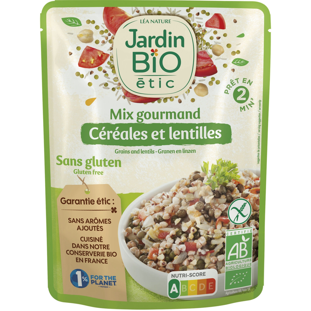 JARDIN BIO ETIC Organic Gluten-Free Cooked Cereals and Lentils 250 g
