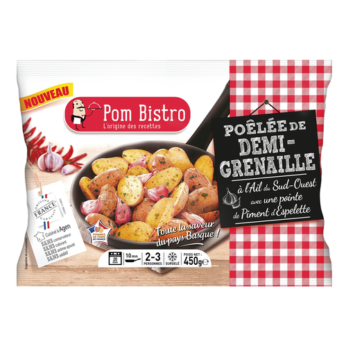 [3760032002713] POM BISTRO Salteado de patatas baby con ajo y pimiento de Espelette 450 g
