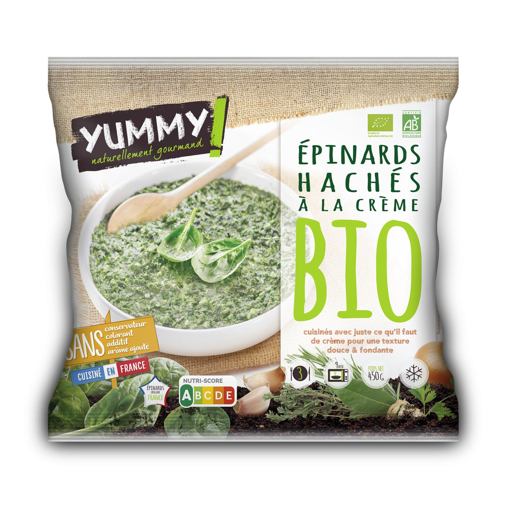 YUMMY Organic Creamed Chopped Spinach 450 g