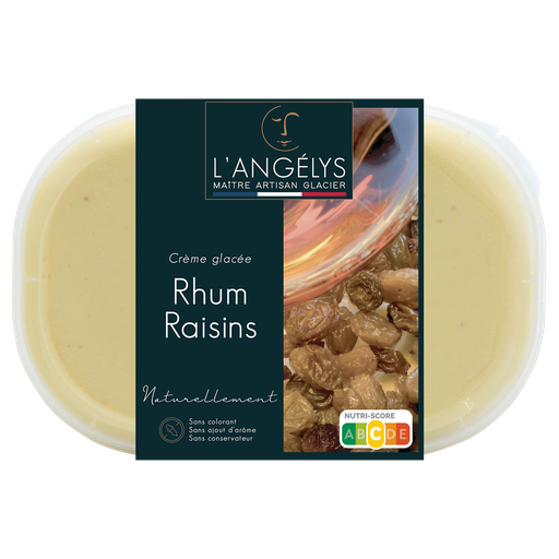 [3760039982063] L'ANGELYS Helado de ron con pasas 0.5 kg