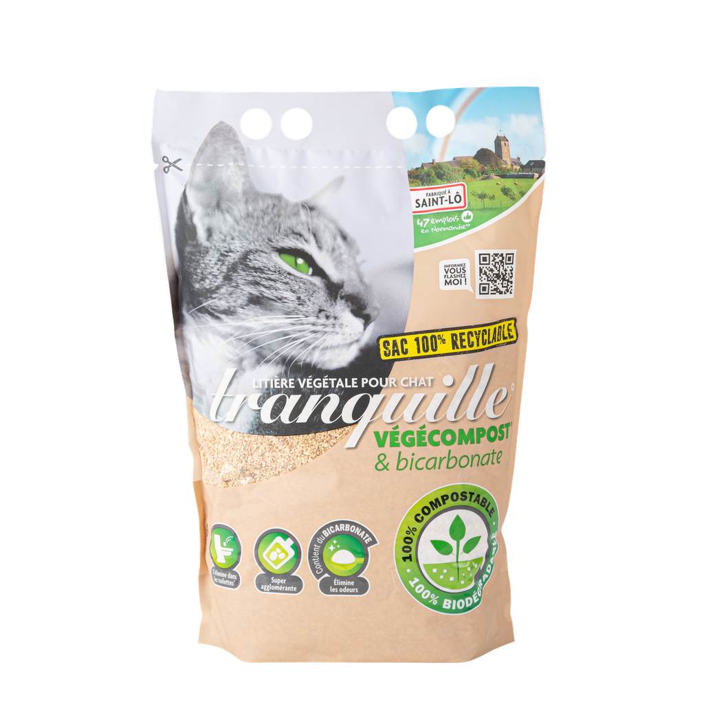 TRANQUILLE Cat litter vegetable compost & baking soda 4 L bag
